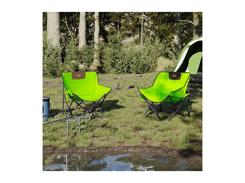 Chaise de camping avec poche pliable lot de 2 vert