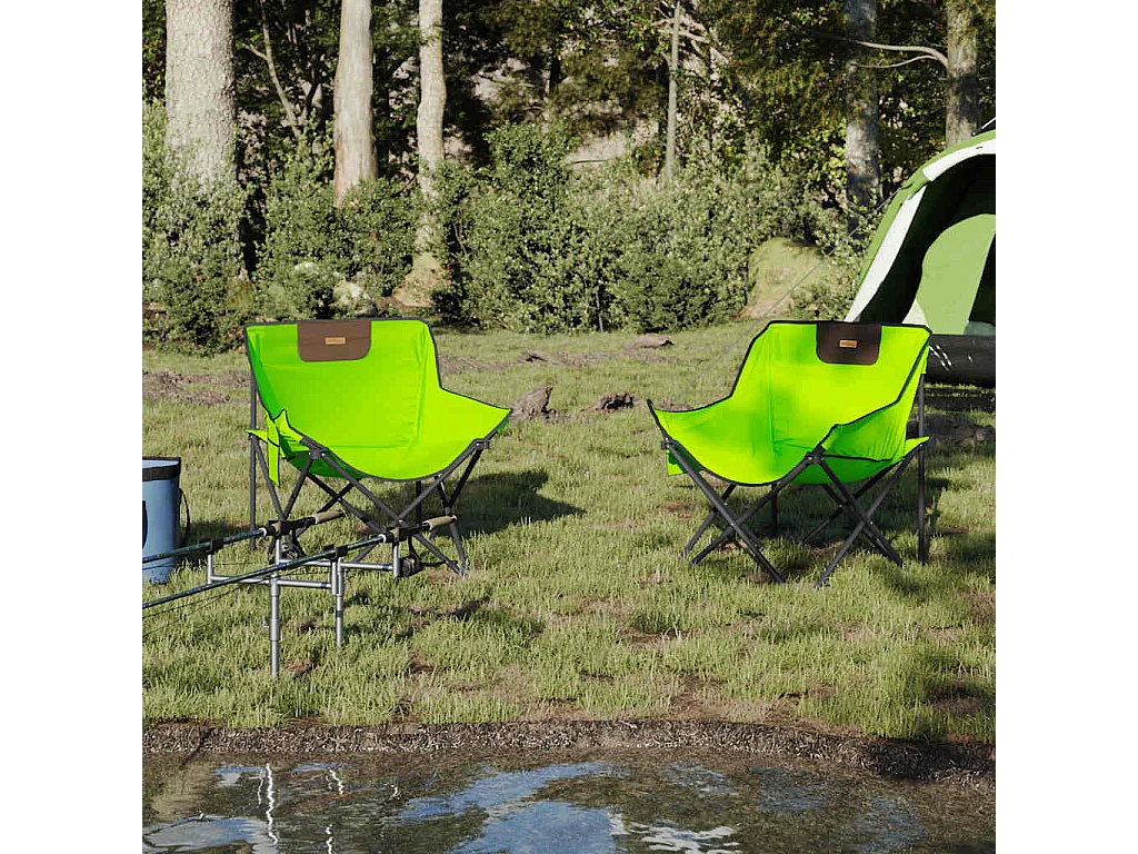 Sillas de camping con bolsillo plegables 2 unidades verde