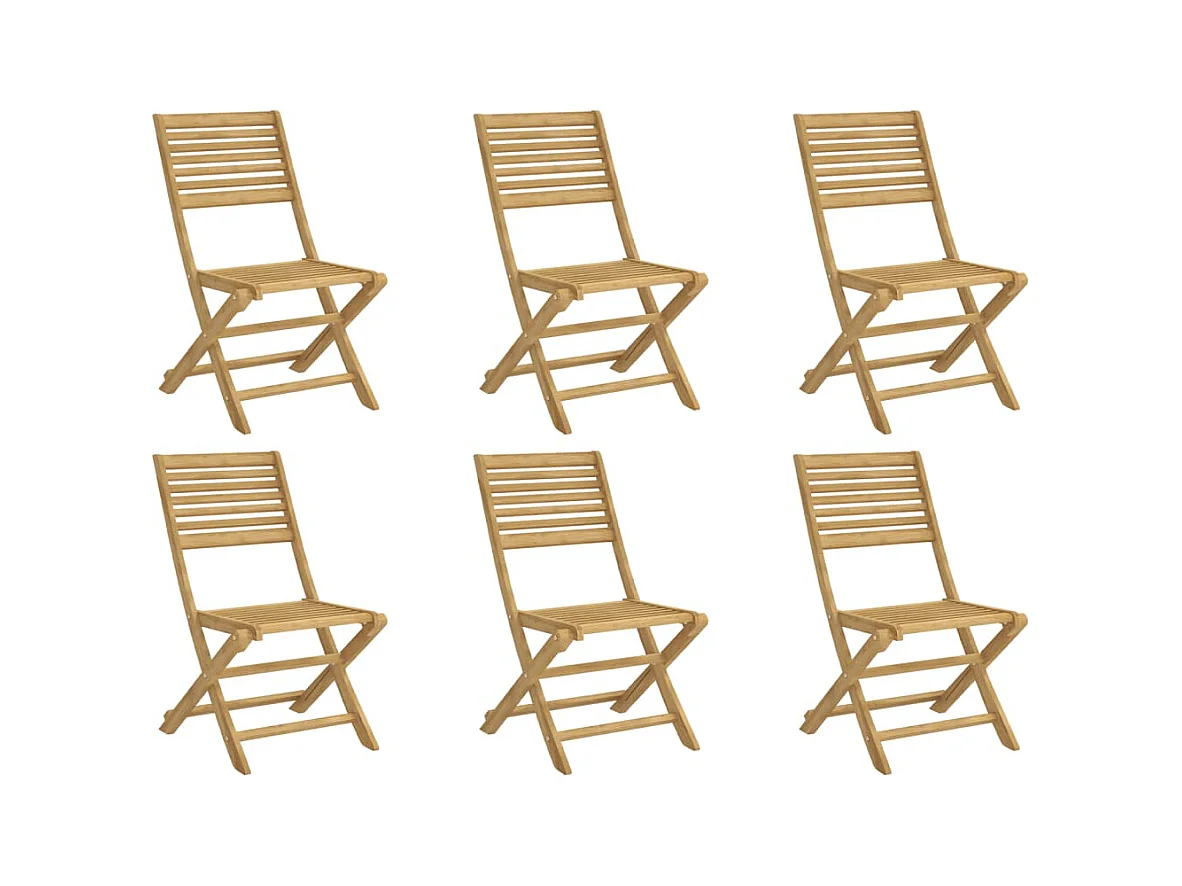 Chaises pliables de jardin lot de 6 bois massif d'acacia