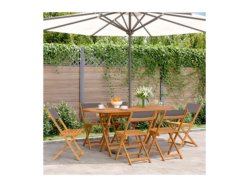 Chaises de jardin pliantes lot de 6 tissu et bois massif