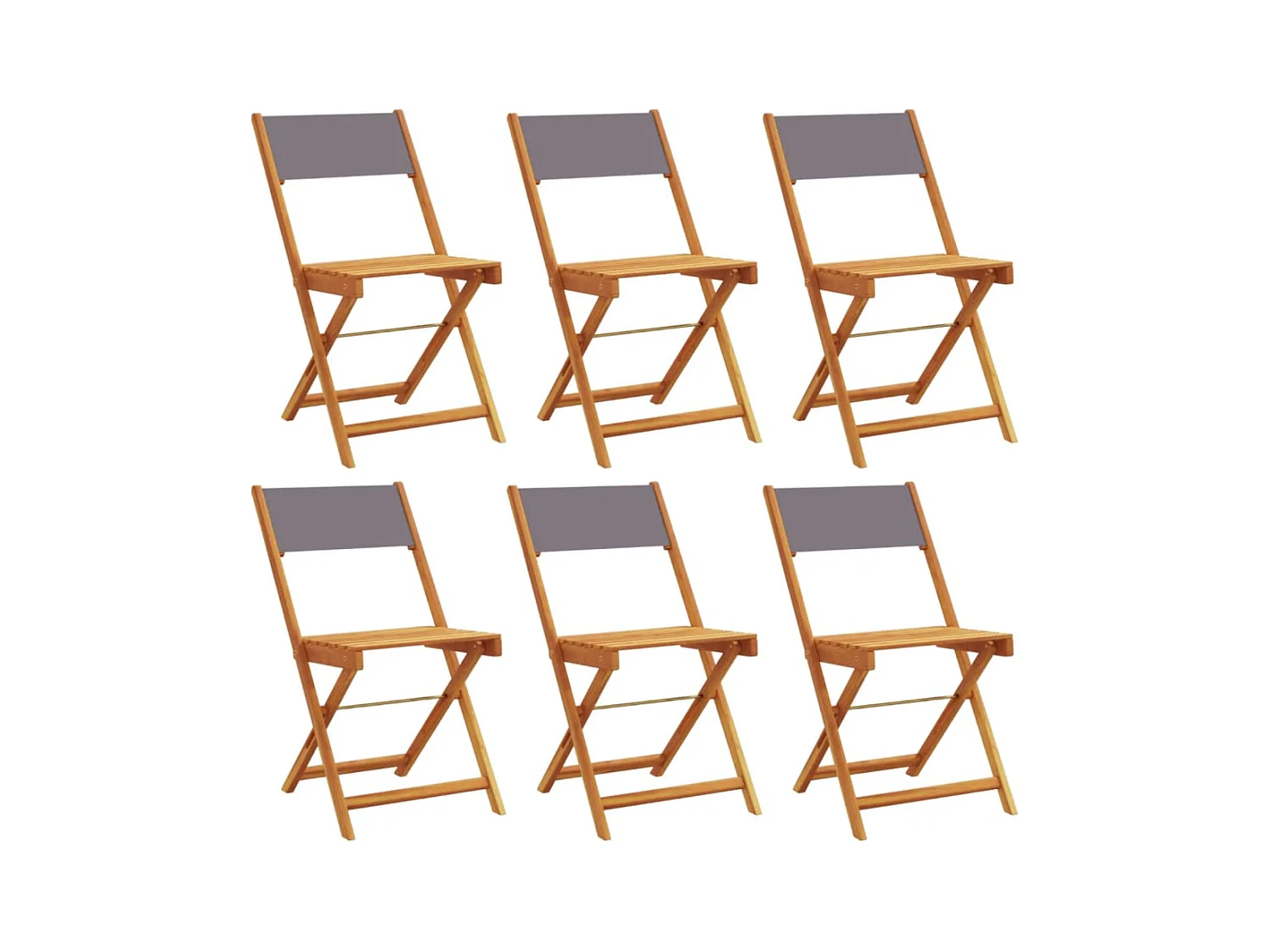 Chaises de jardin pliantes lot de 6 tissu et bois massif