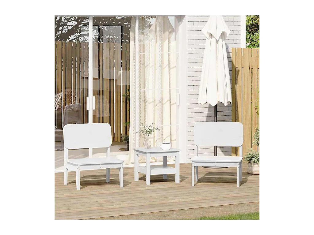 Chaises de jardin lot de 2 blanc 60x52,5x72 cm bois massif pin