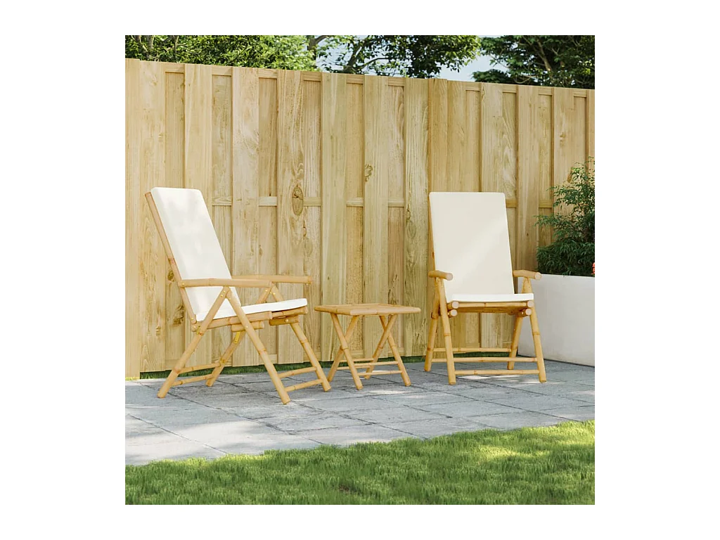 Tuinstoelen 2 stukkeninklapbaar met kussens bamboe