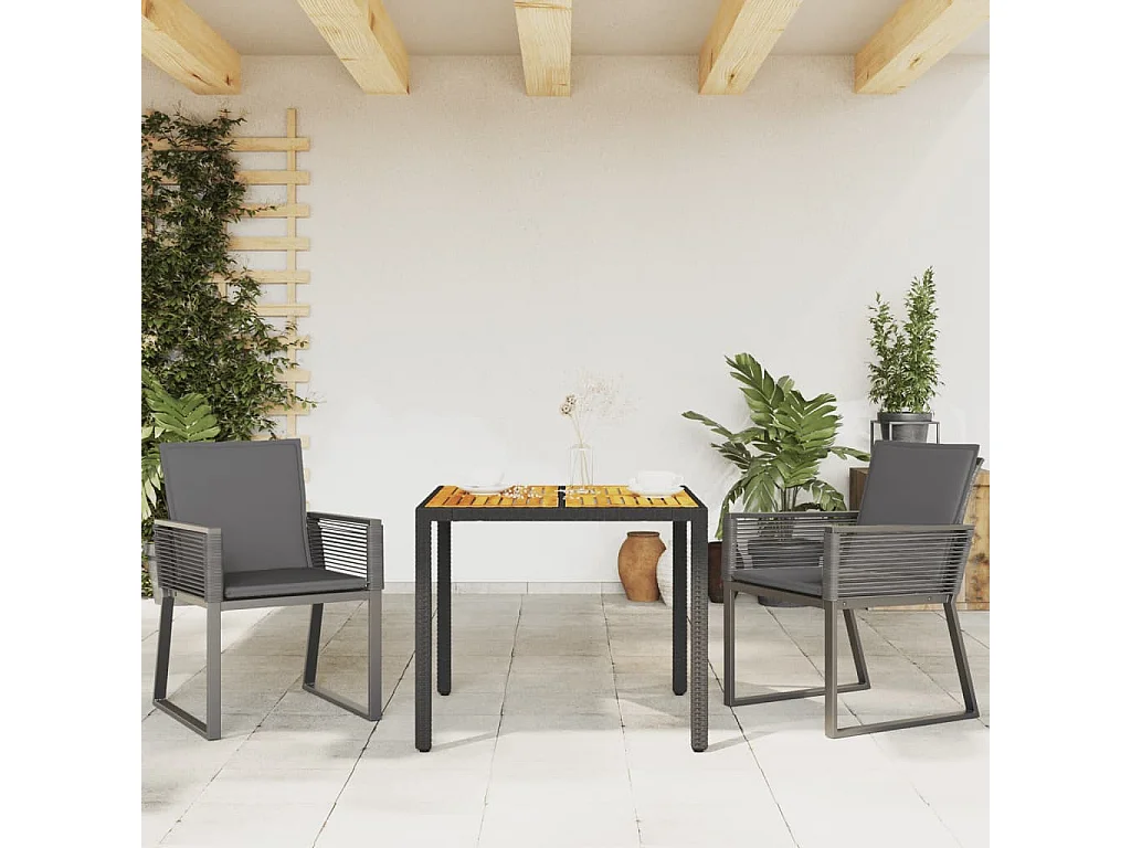 Sillones de jardín con cojines 2 unidades ratán sintético negro