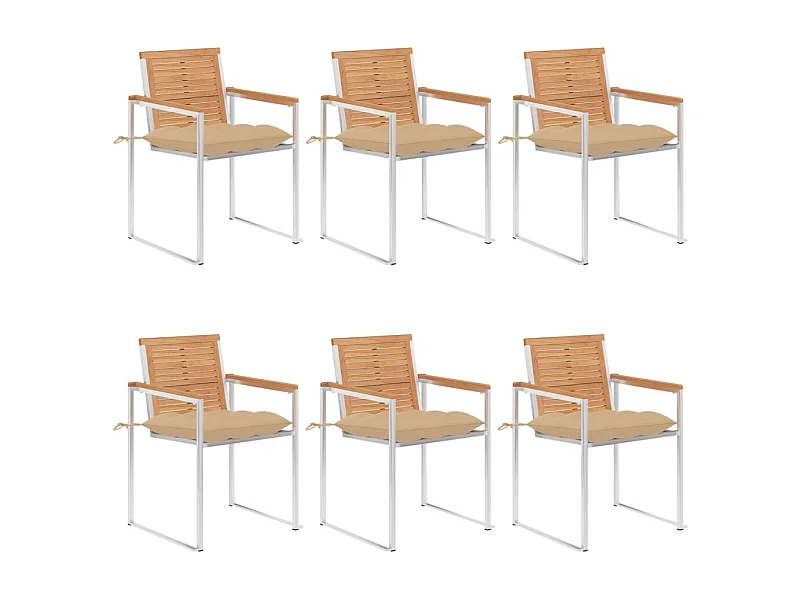 Sillas de jardín y cojines 6 unidades madera maciza de acacia