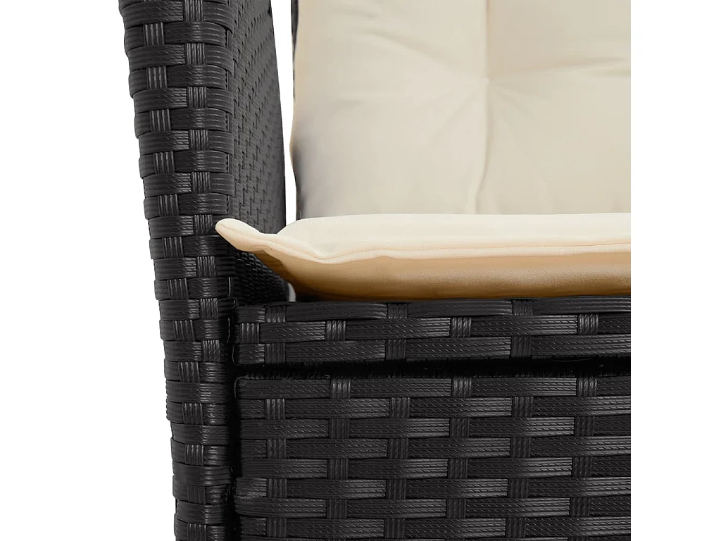 Chaises inclinables de jardin lot de 2 et coussins noir rotin