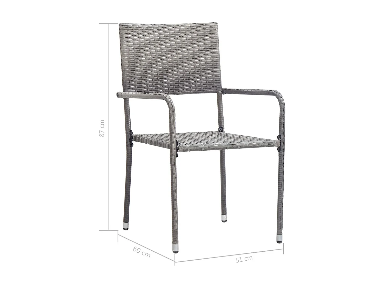 Chaise à dîner de jardin empilable lot de 2 gris résine tressée