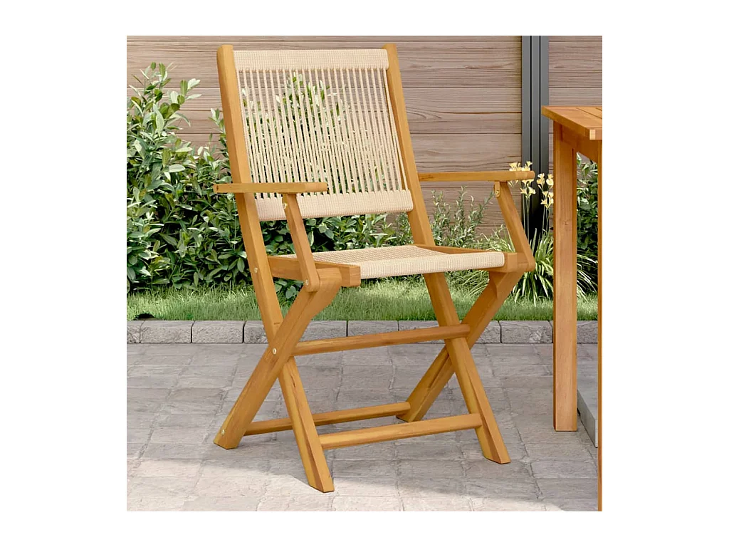 Chaises de jardin lot de 2 beige bois d'acacia et polypropylène
