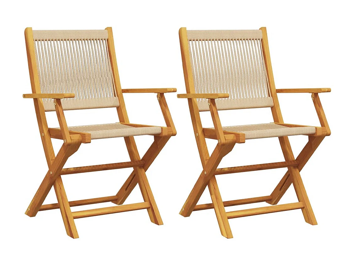 Sillas de jardín 2 unidades madera maciza acacia polipropileno beige