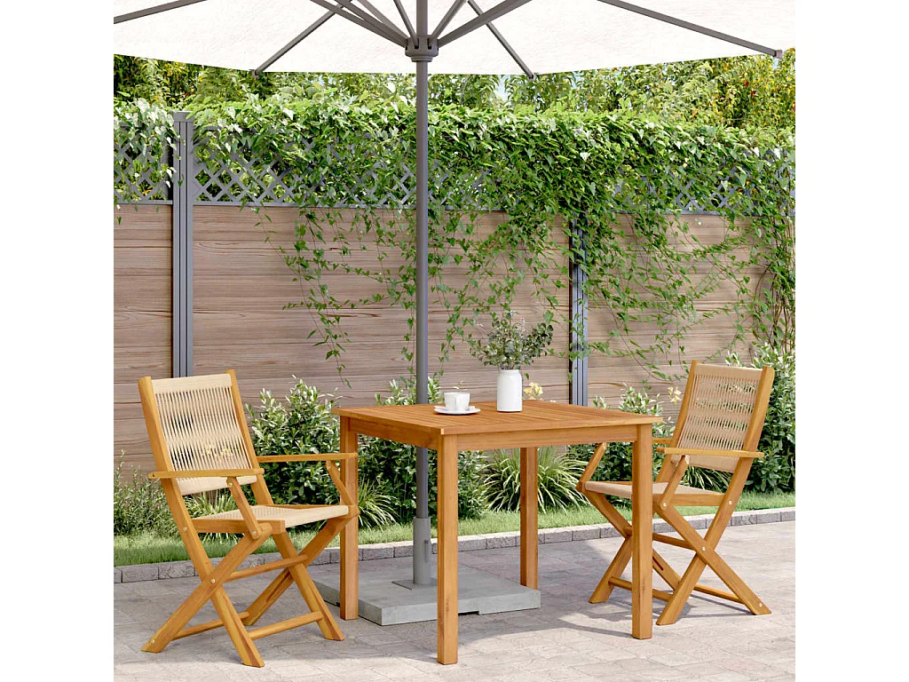 Sillas de jardín 2 unidades madera maciza acacia polipropileno beige
