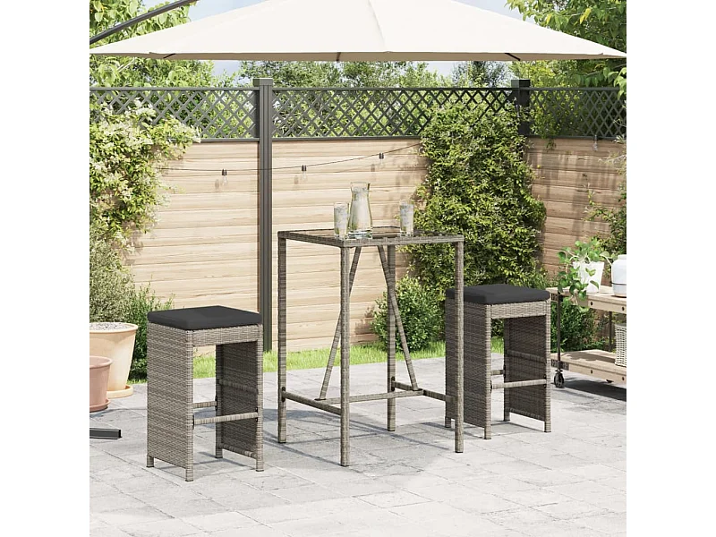 Tuinbarkrukken met kussens 2 st poly rattan grijs