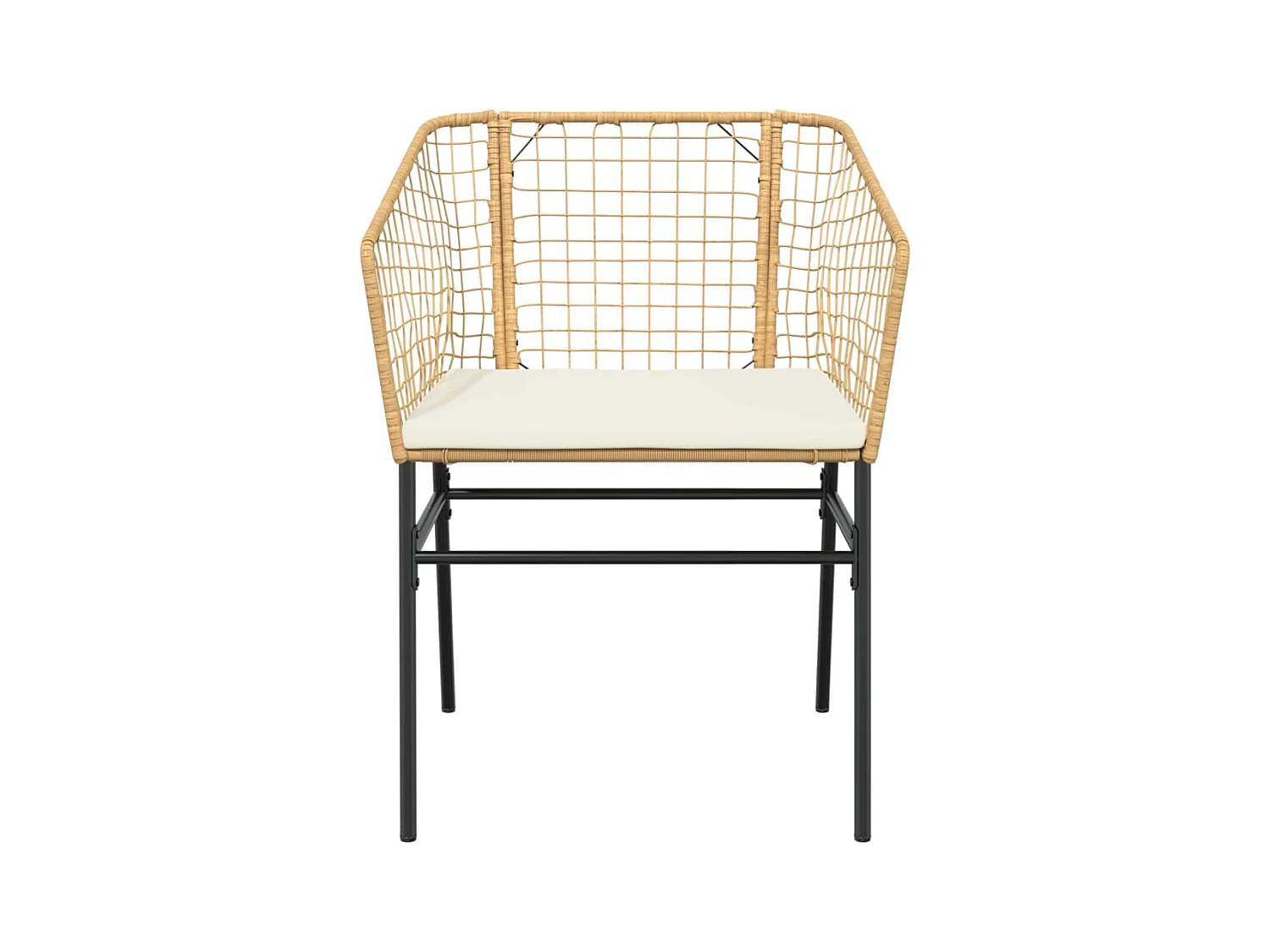 Chaises de jardin lot de 2 et coussins marron rotin