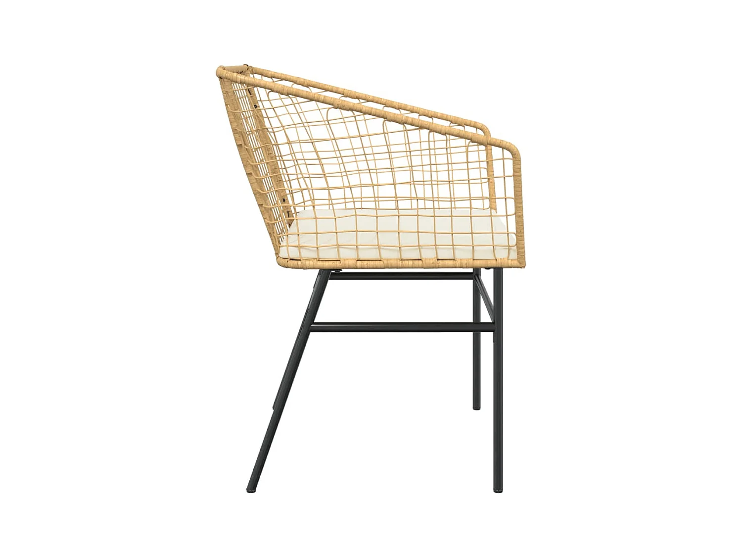 Chaises de jardin lot de 2 et coussins marron rotin