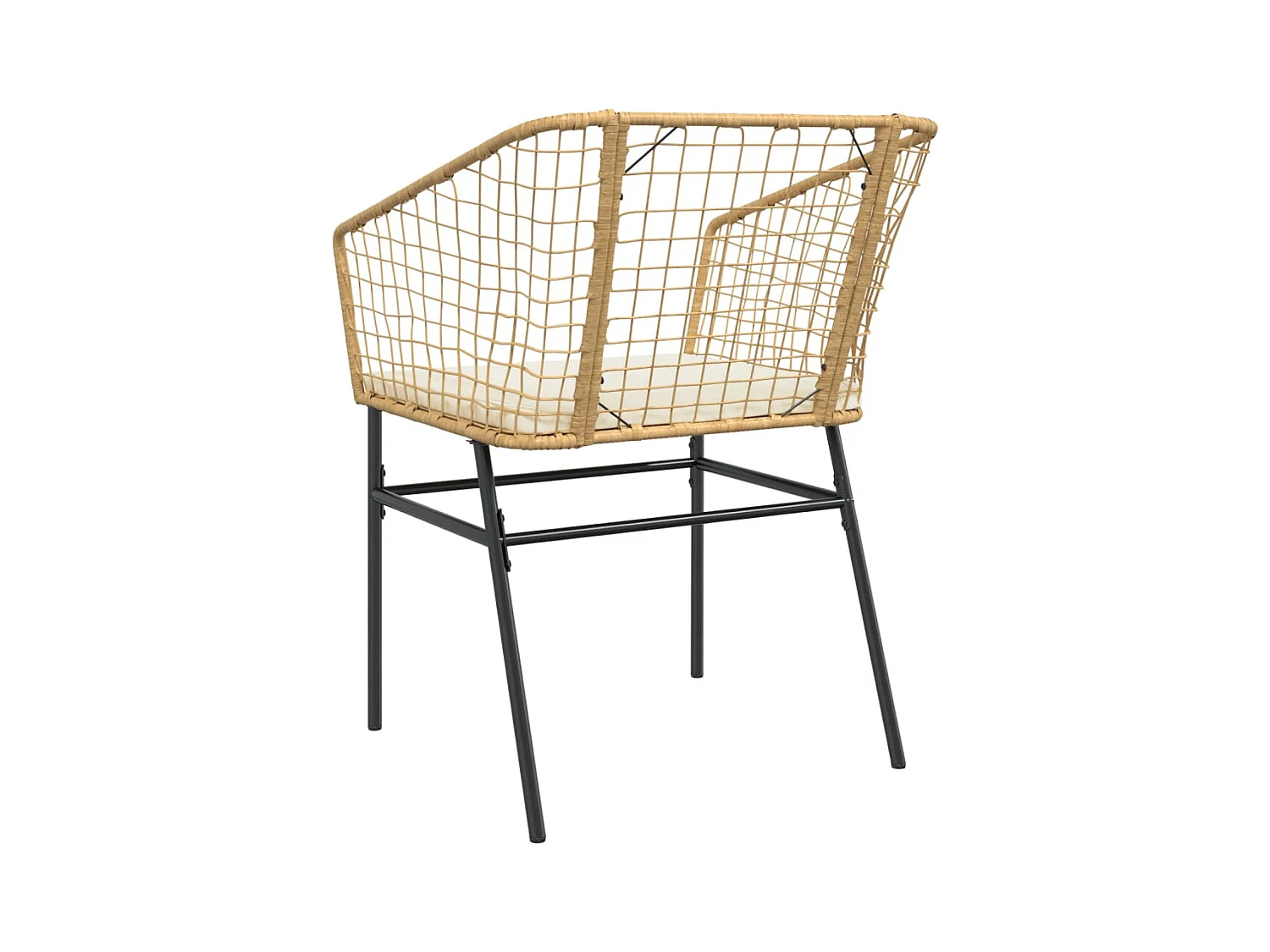 Chaises de jardin lot de 2 et coussins marron rotin