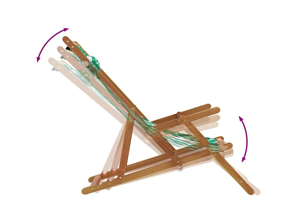 Chaises de plage pliantes lot de 2 tissu et bois massif