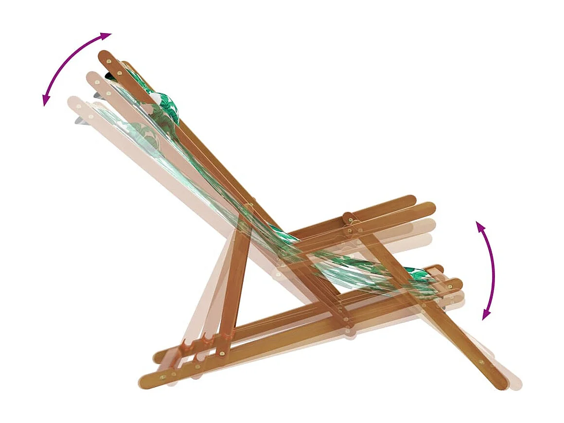 Chaises de plage pliantes lot de 2 tissu et bois massif