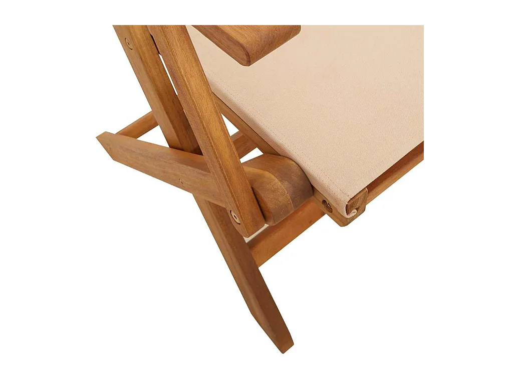 Chaises de jardin lot de 2 beige bois d'acacia massif et tissu