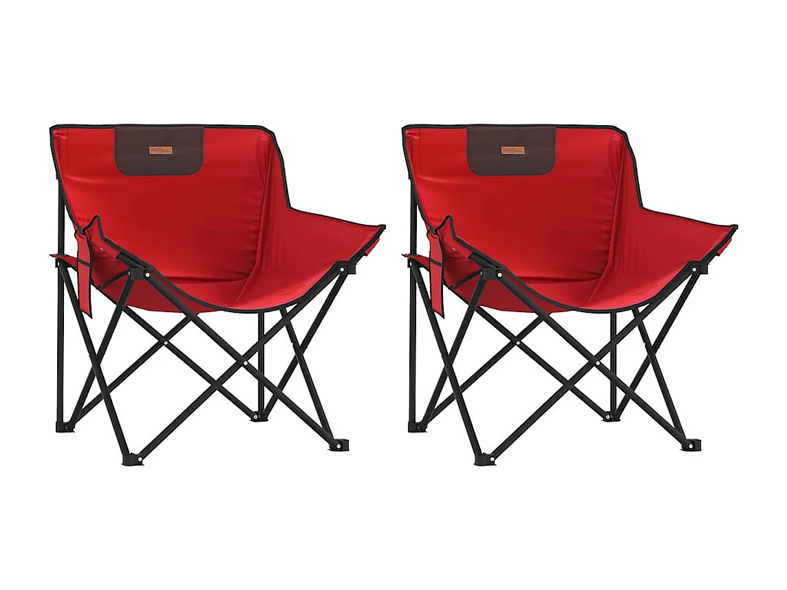 Chaise de camping avec poche pliable lot de 2 rouge