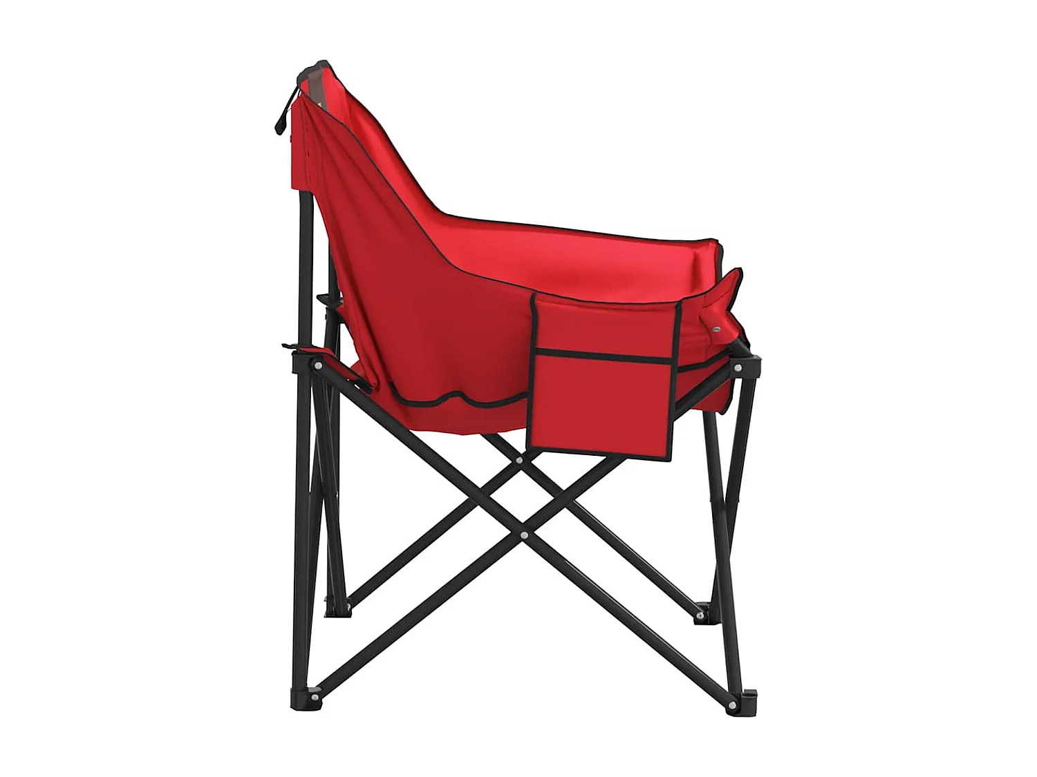Chaise de camping avec poche pliable lot de 2 rouge