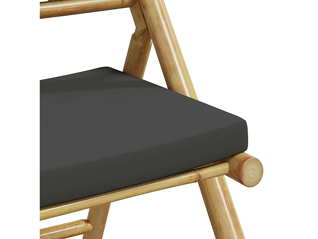 Chaises de bistro pliantes lot de 2 coussins gris foncé bambou