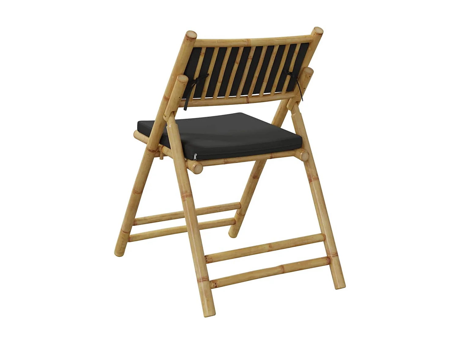 Chaises de bistro pliantes lot de 2 coussins gris foncé bambou