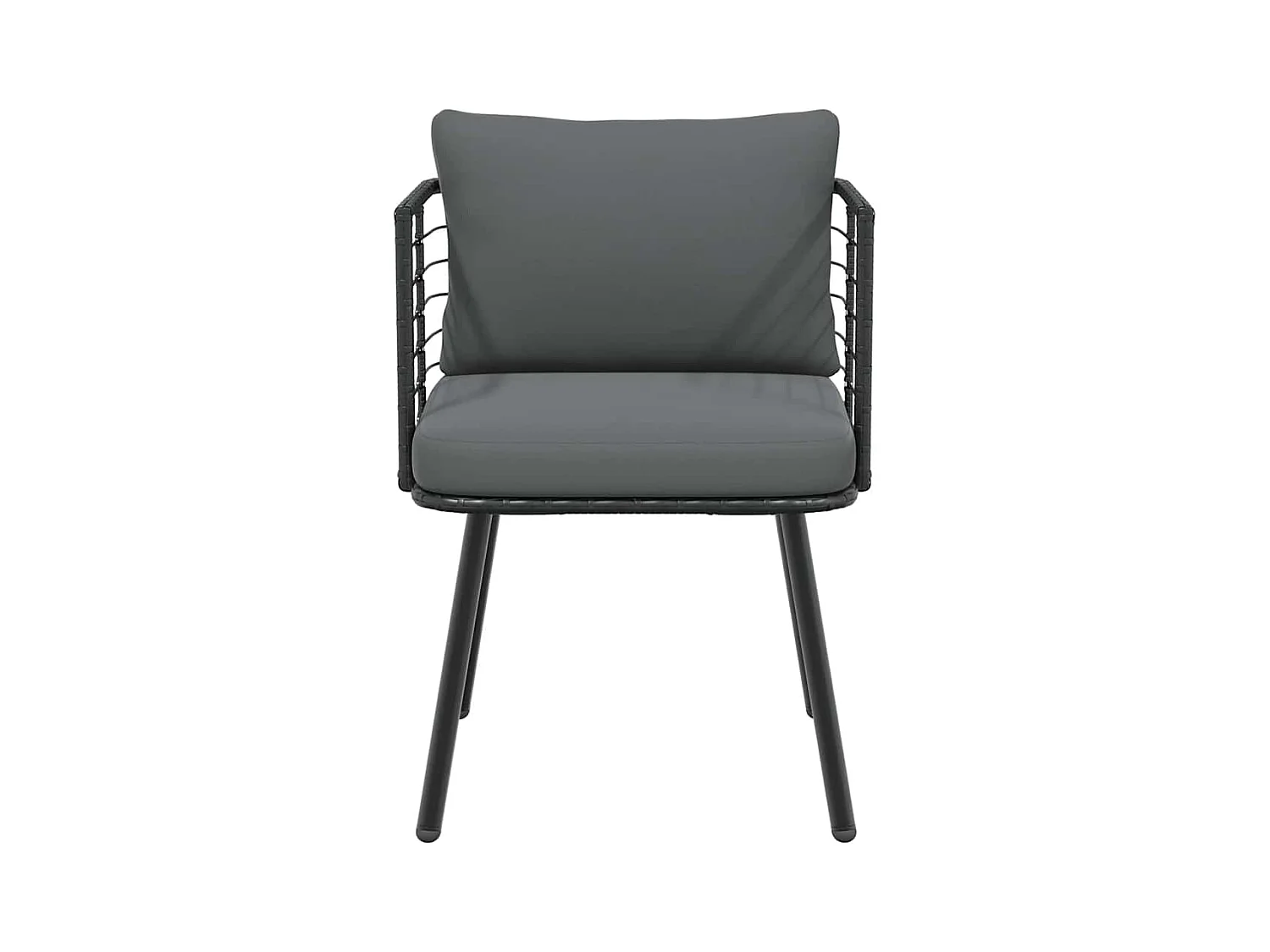 Chaises de jardin lot de 2 avec coussins noir résine tressée