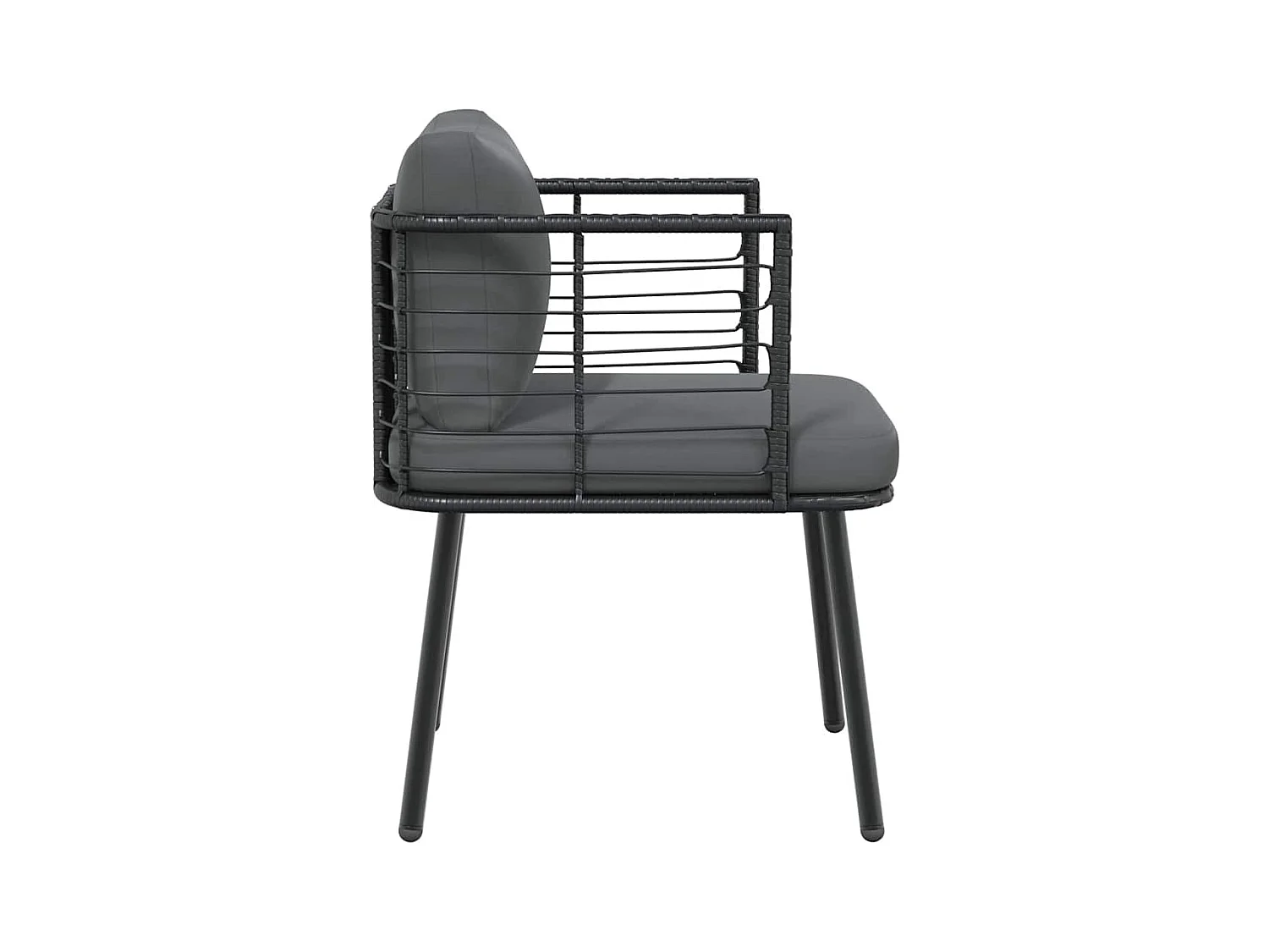 Chaises de jardin lot de 2 avec coussins noir résine tressée