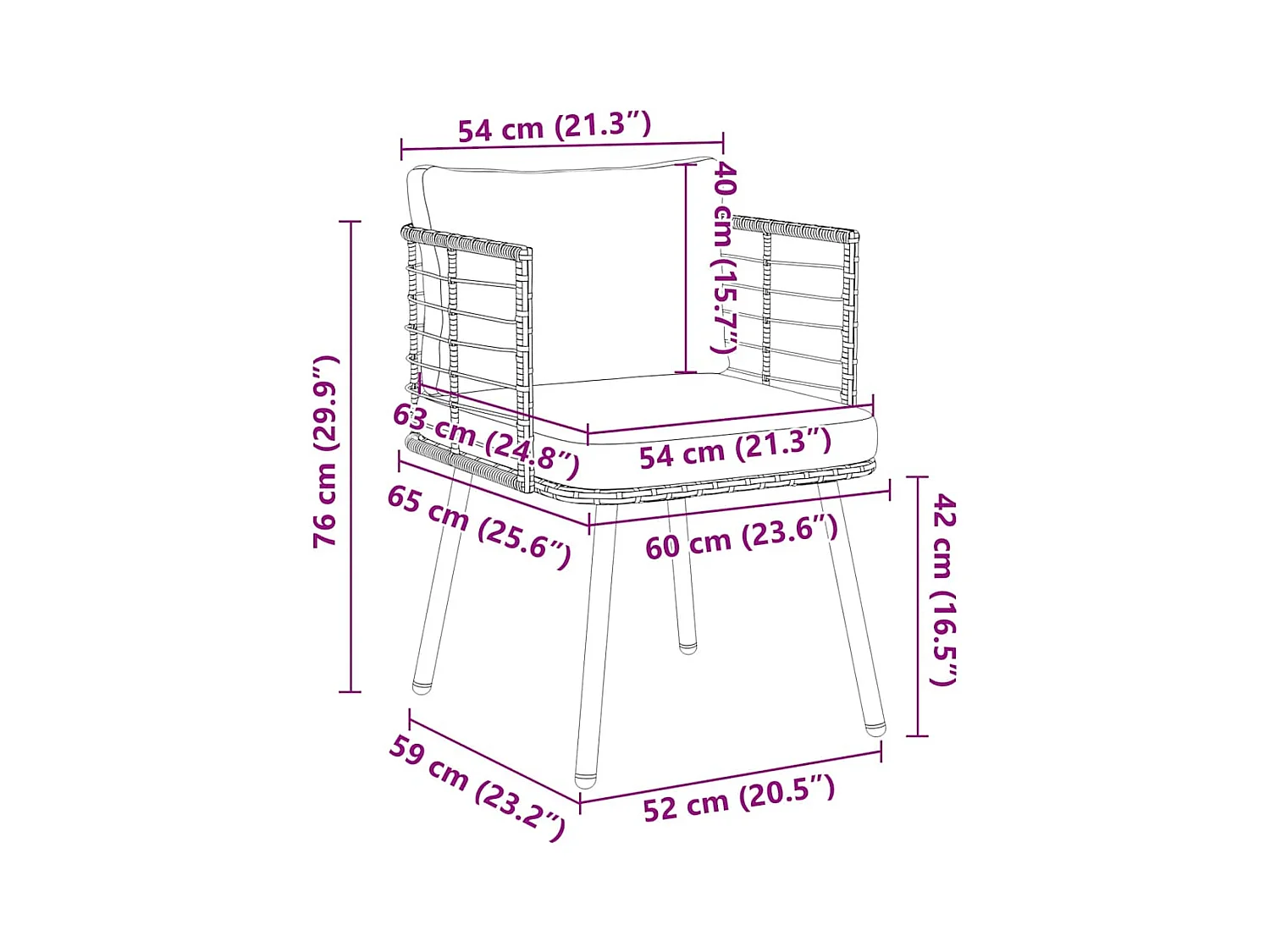 Chaises de jardin lot de 2 avec coussins noir résine tressée