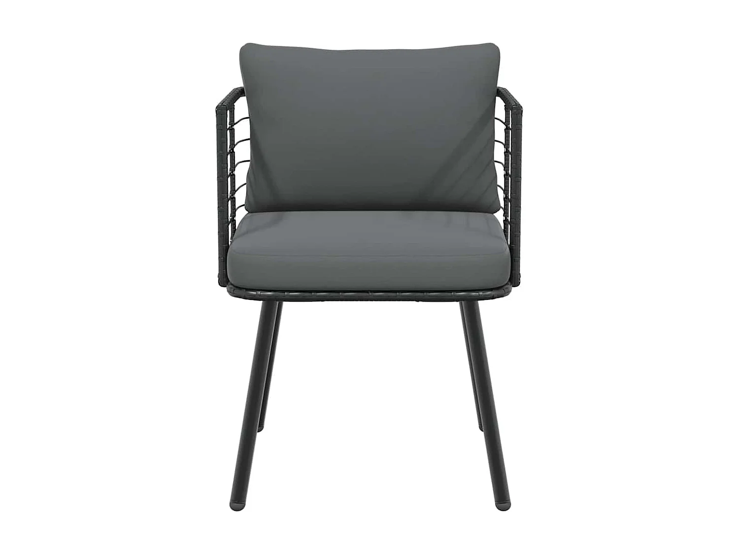 Cadeiras de jardim com almofadões 2 peças vime PE preto