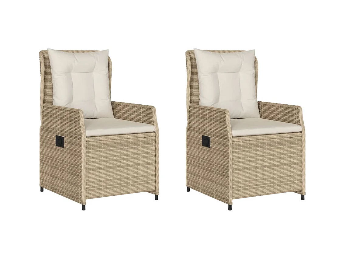 Cadeiras jardim reclináveis 2 peças vime PE bege