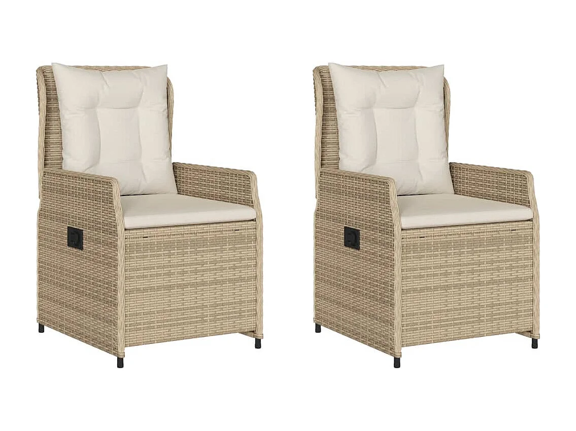 Chaises inclinables de jardin lot de 2 beige résine tressée