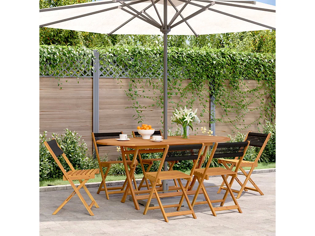 Chaises de jardin pliantes lot de 6 noir bois d'acacia massif