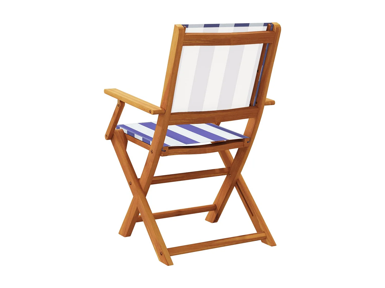 Chaises de jardin lot de 2 bleu/blanc bois acacia massif tissu