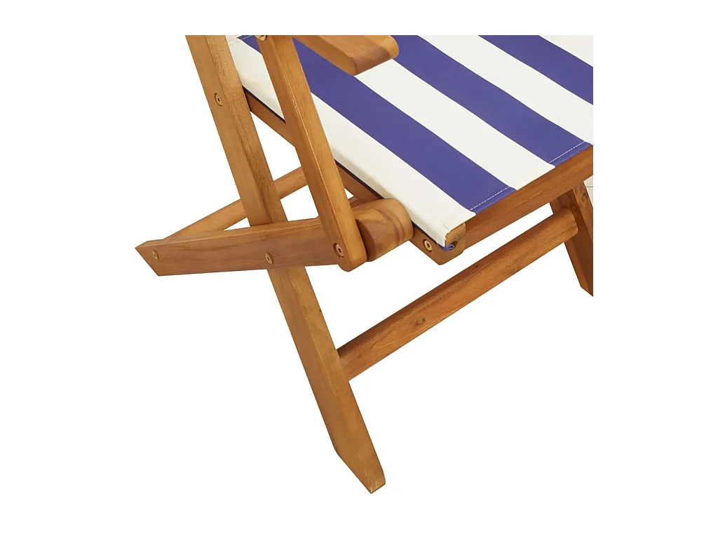 Chaises de jardin lot de 2 bleu/blanc bois acacia massif tissu