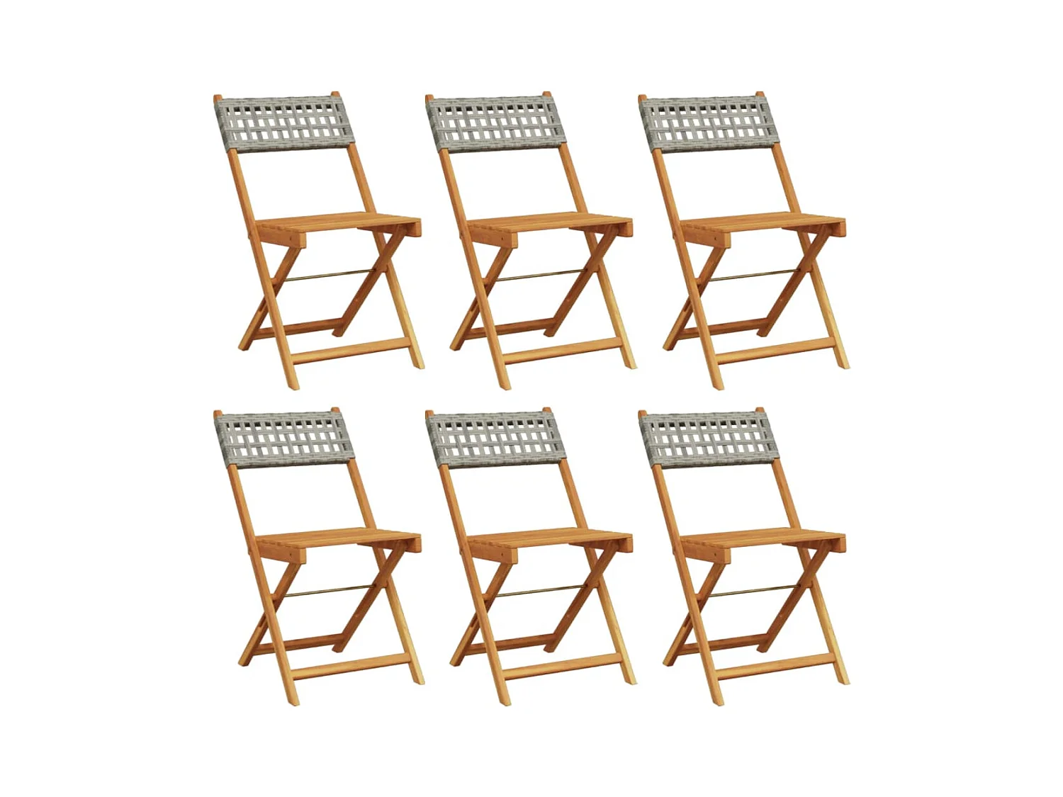 Chaises de jardin pliantes lot de 6 gris poly rotin bois massif