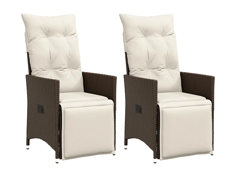 Sillones reclinables jardín con cojines marrones 2 unidades ratán PE