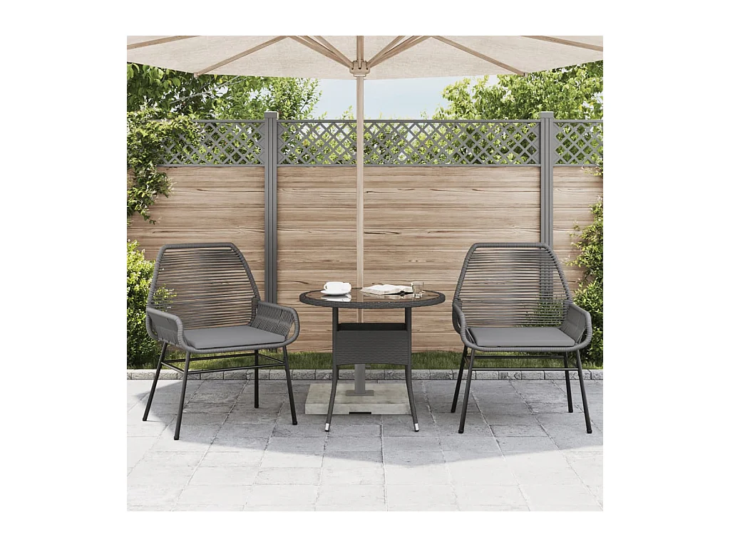 Chaises de jardin lot de 2 avec coussins gris résine tressée