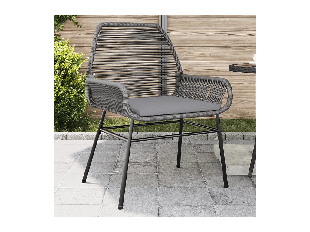 Tuinstoelen 2 st met kussens poly rattan grijs