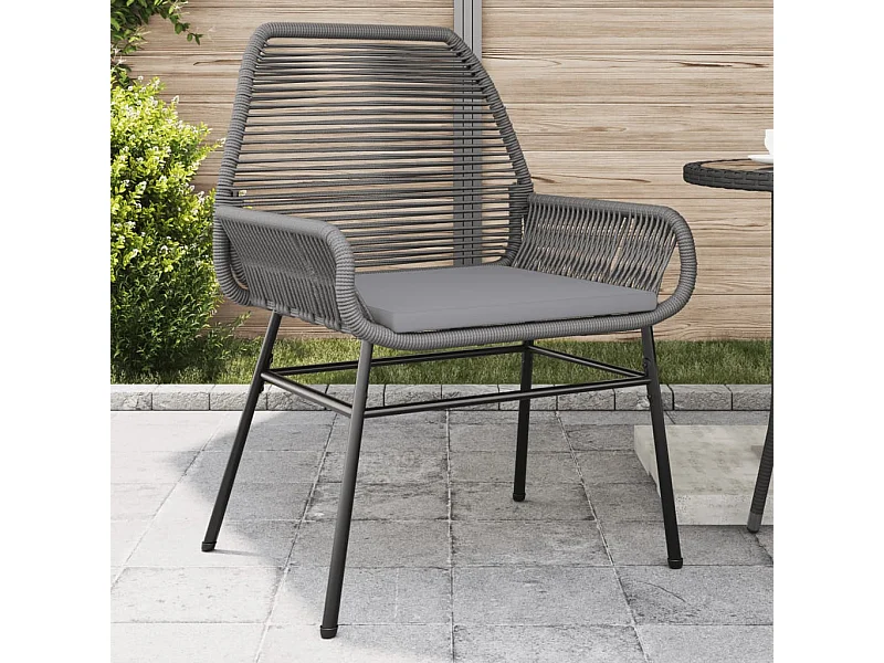 Chaises de jardin lot de 2 avec coussins gris résine tressée