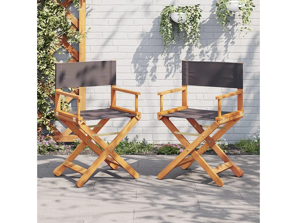 Chaises pliables de jardin lot de 2 gris foncé tissu