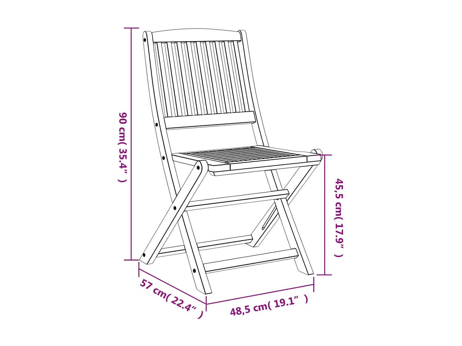 Cadeiras de jardim dobráveis 2 peças 57x48,5x90 cm acácia maciça