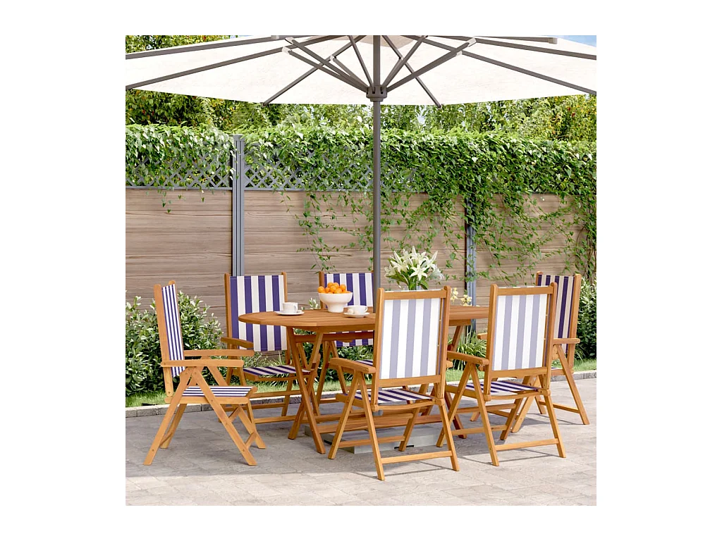 Chaises inclinables de jardin lot de 6 tissu et bois massif
