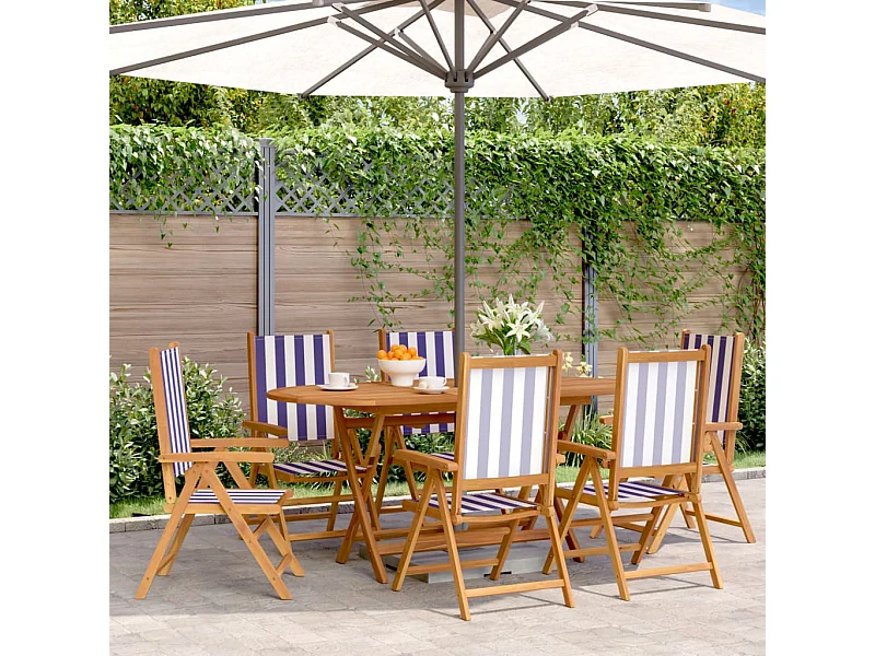 Chaises inclinables de jardin lot de 6 tissu et bois massif
