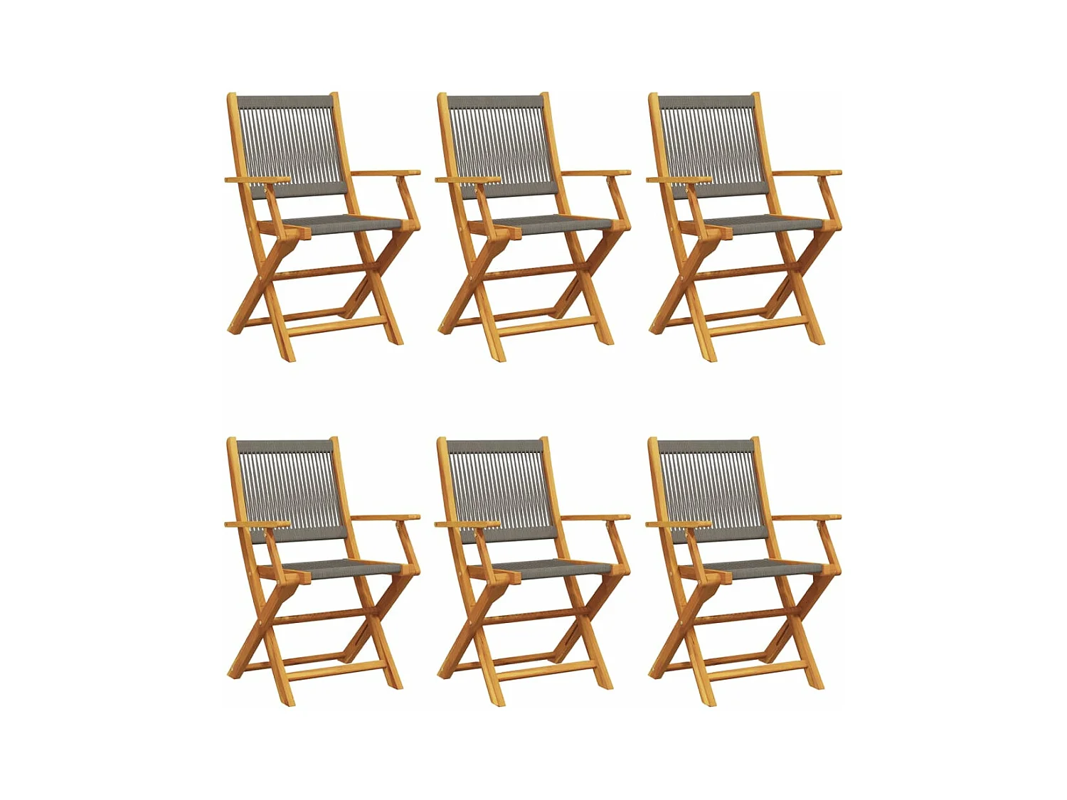 Chaises de jardin pliables lot de 6 gris bois d'acacia massif
