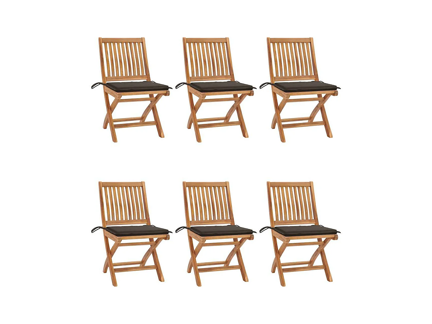 Chaises pliables de jardin avec coussins 6 pièces Bois de teck