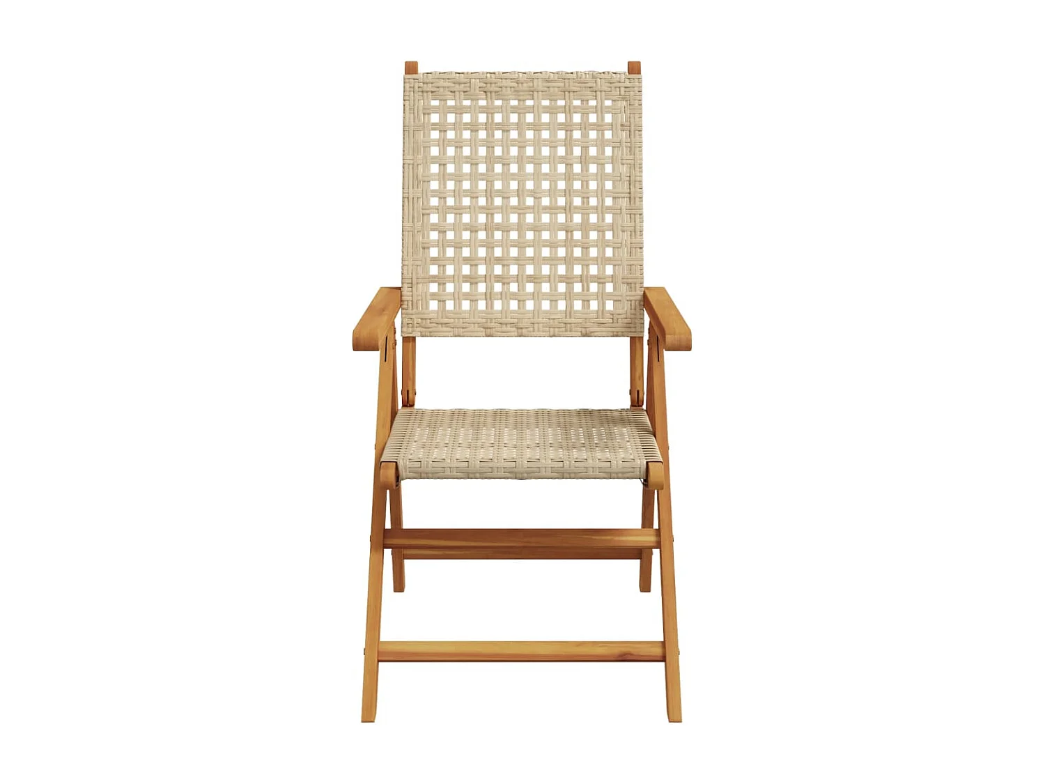 Chaises de jardin lot de 2 beige bois massif d'acacia et rotin