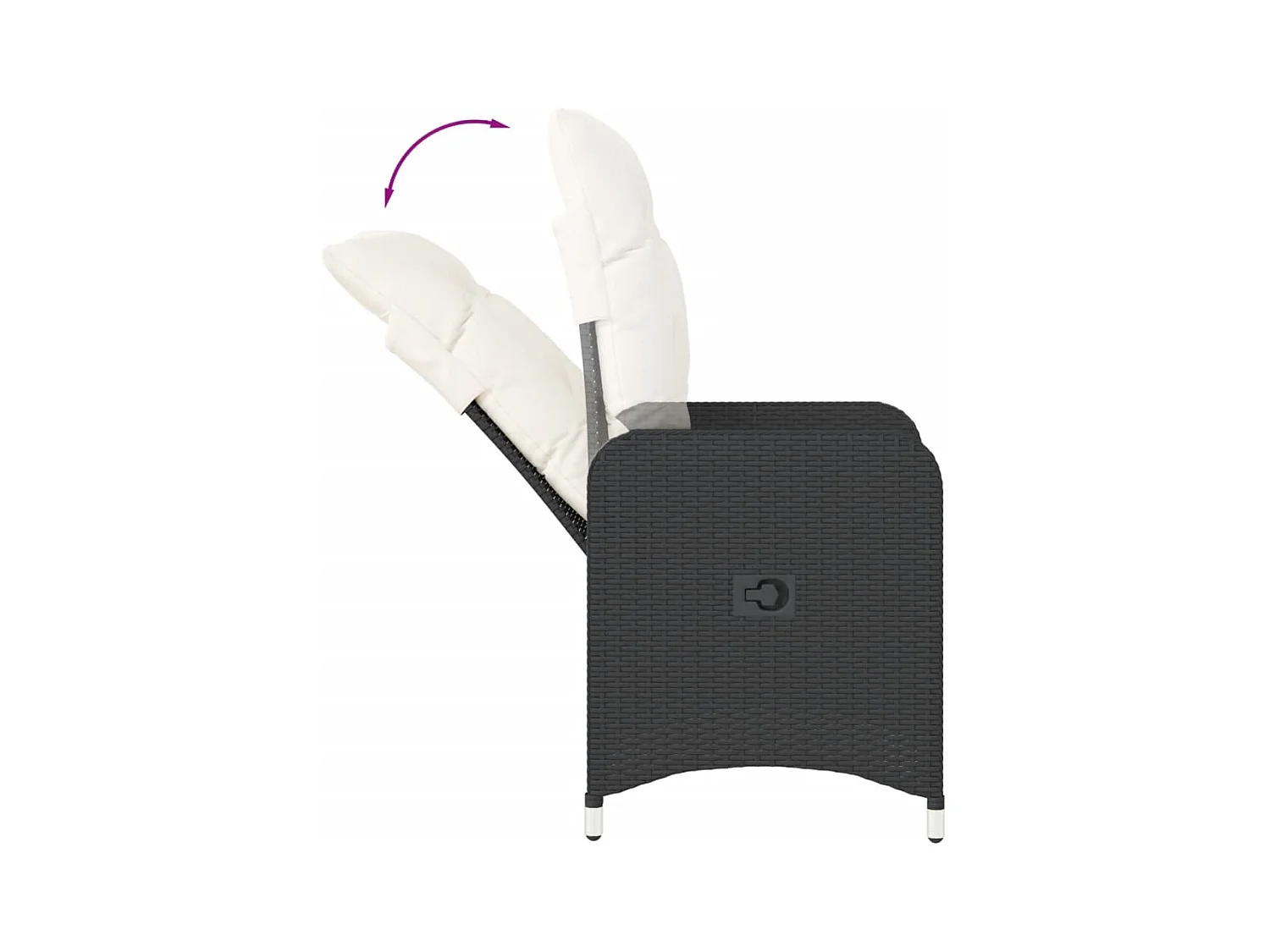 Chaises inclinables de jardin lot de 2 et coussins noir rotin