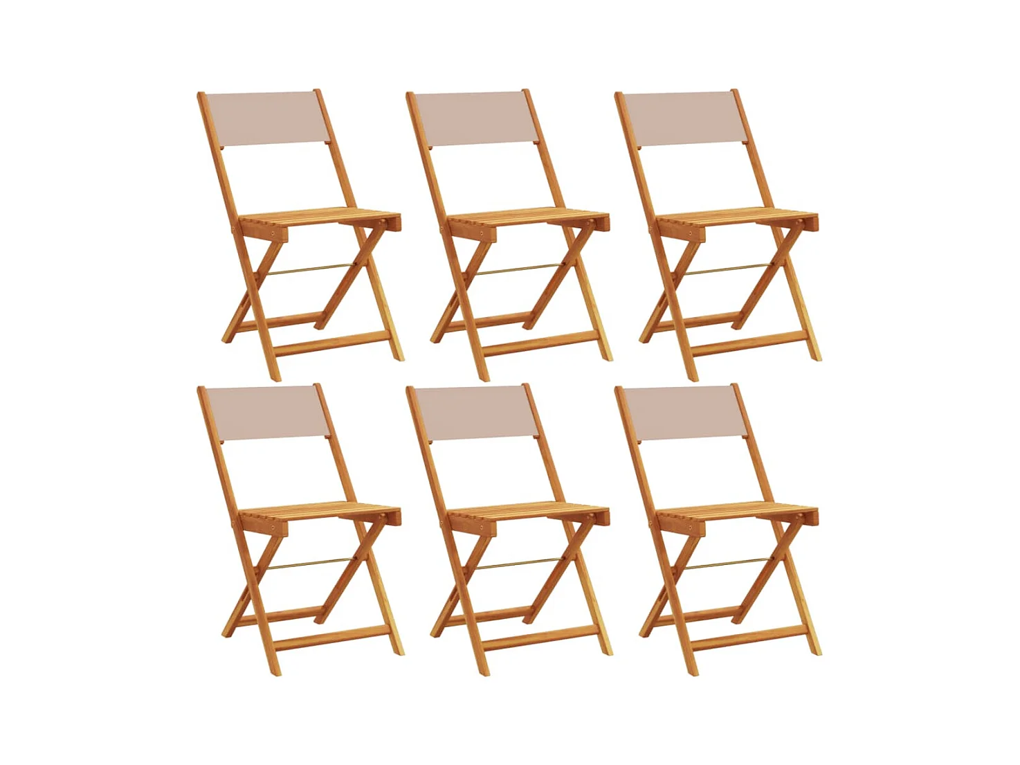 Tuinstoelen 6 stukkeninklapbaar stof en massief hout taupe
