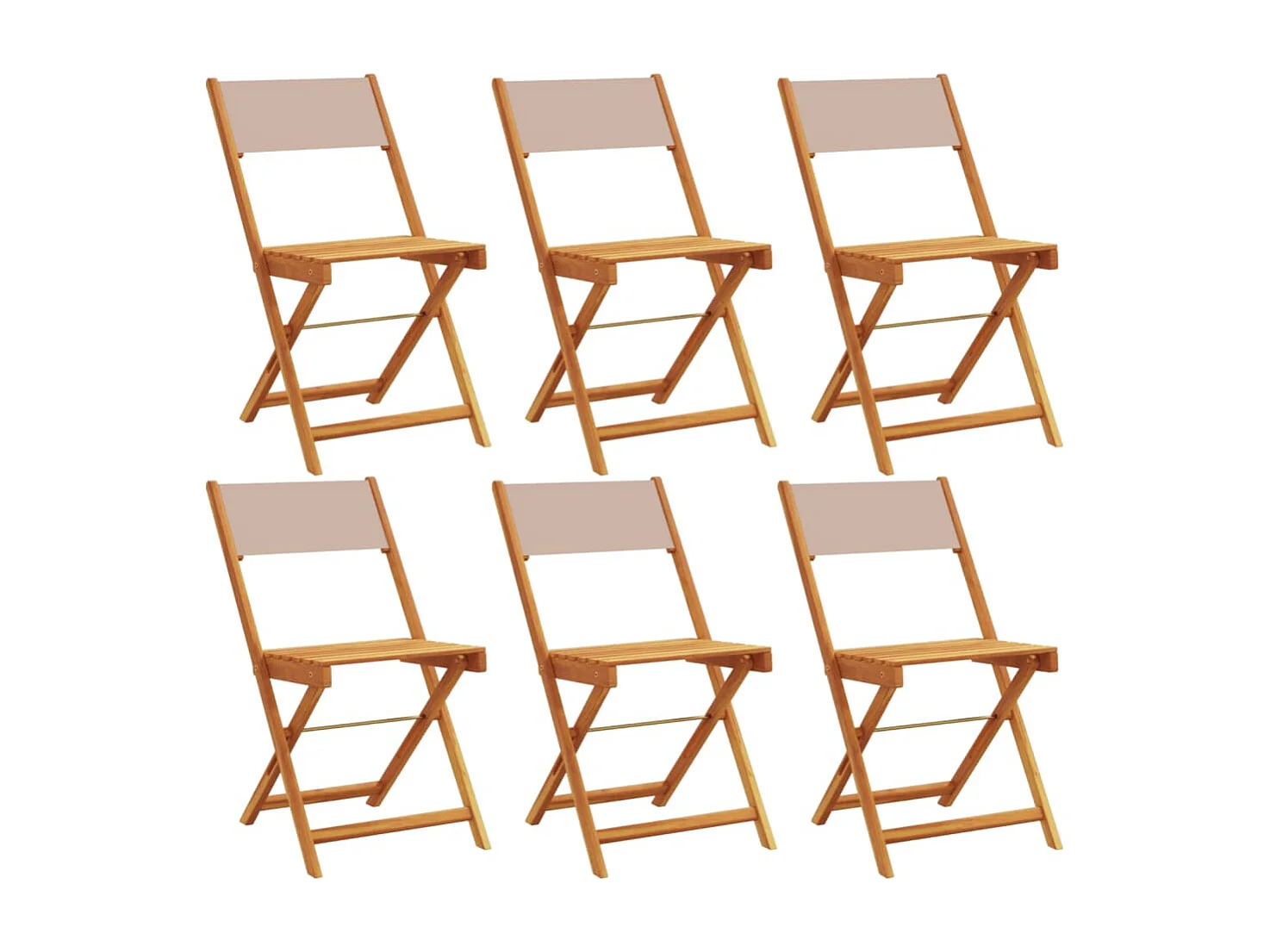 Chaises de jardin pliantes lot de 6 taupe tissu et bois massif
