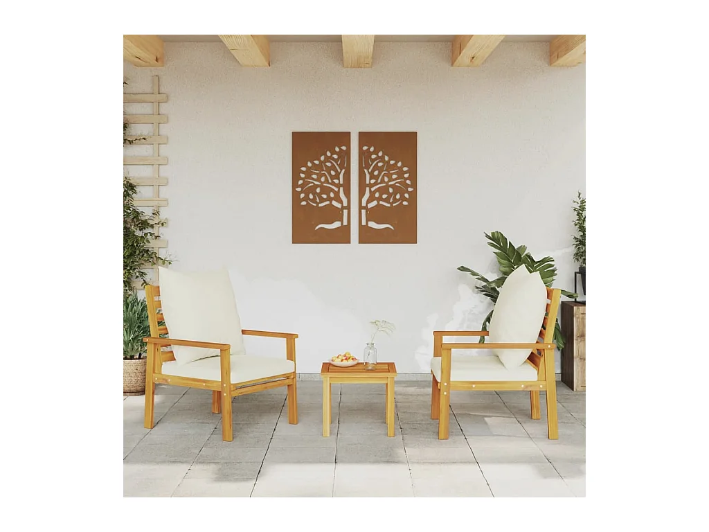 Tuinfauteuil 2 stukkenmet kussen massief acaciahout